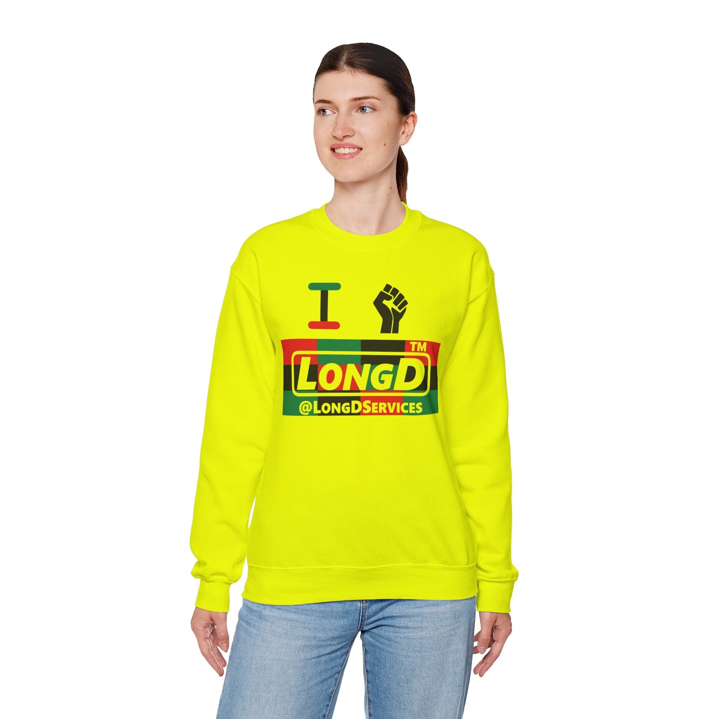 I fist LongD negative 3x4 tag logo crewneck sweatshirt