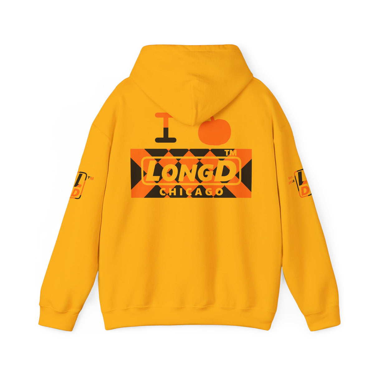 I pumpkin LongD Chicago negative stylized argyle 4-print logo hoodie