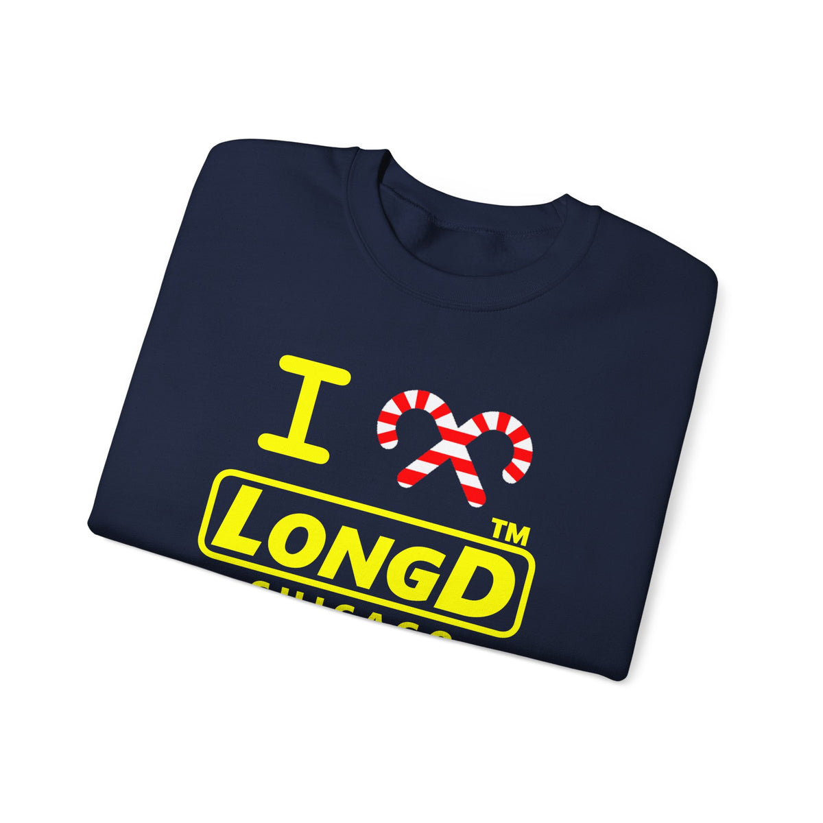 I candy cane LongD Chicago positive alternate basic yellow logo crewneck sweatshirt