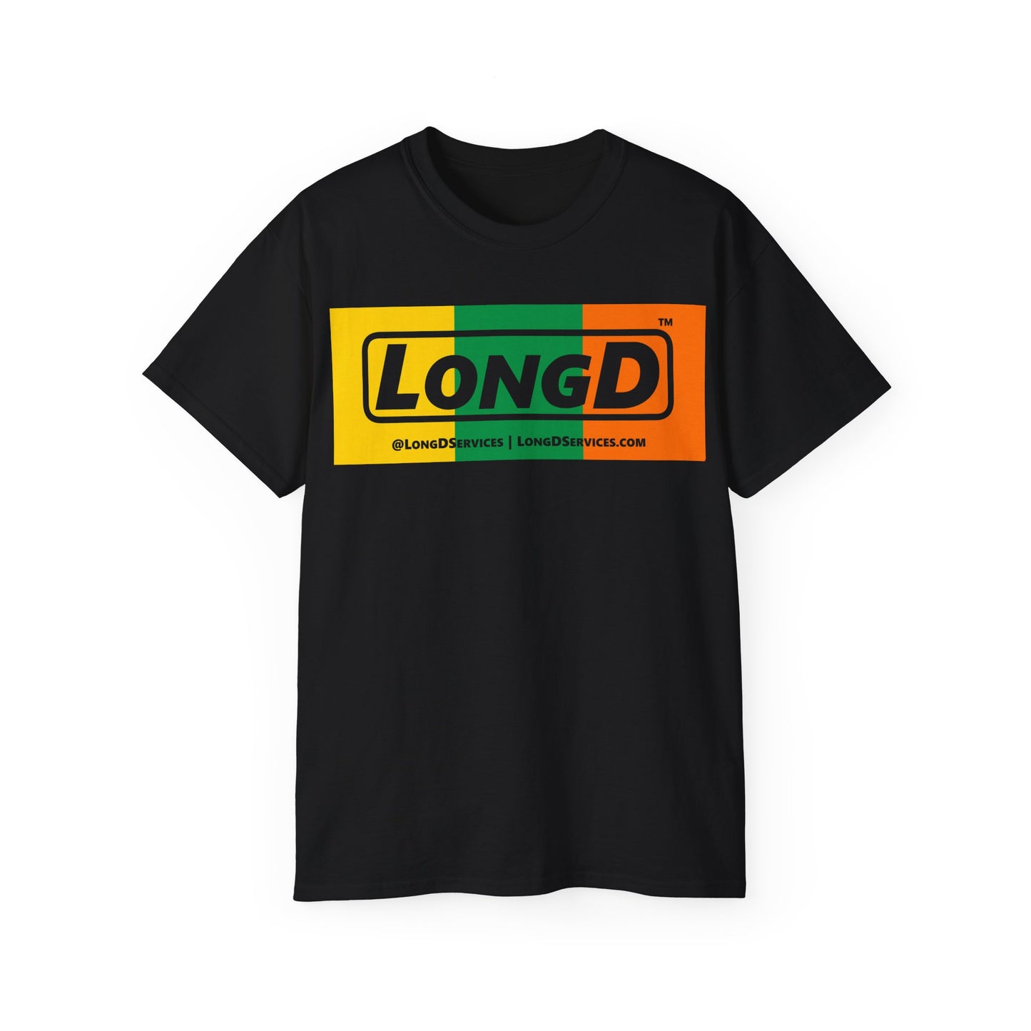 LongD® Logo Cotton Tee (St. Patrick's Day -Irish Green, Golden Yellow and Irish Orange negative thirds)