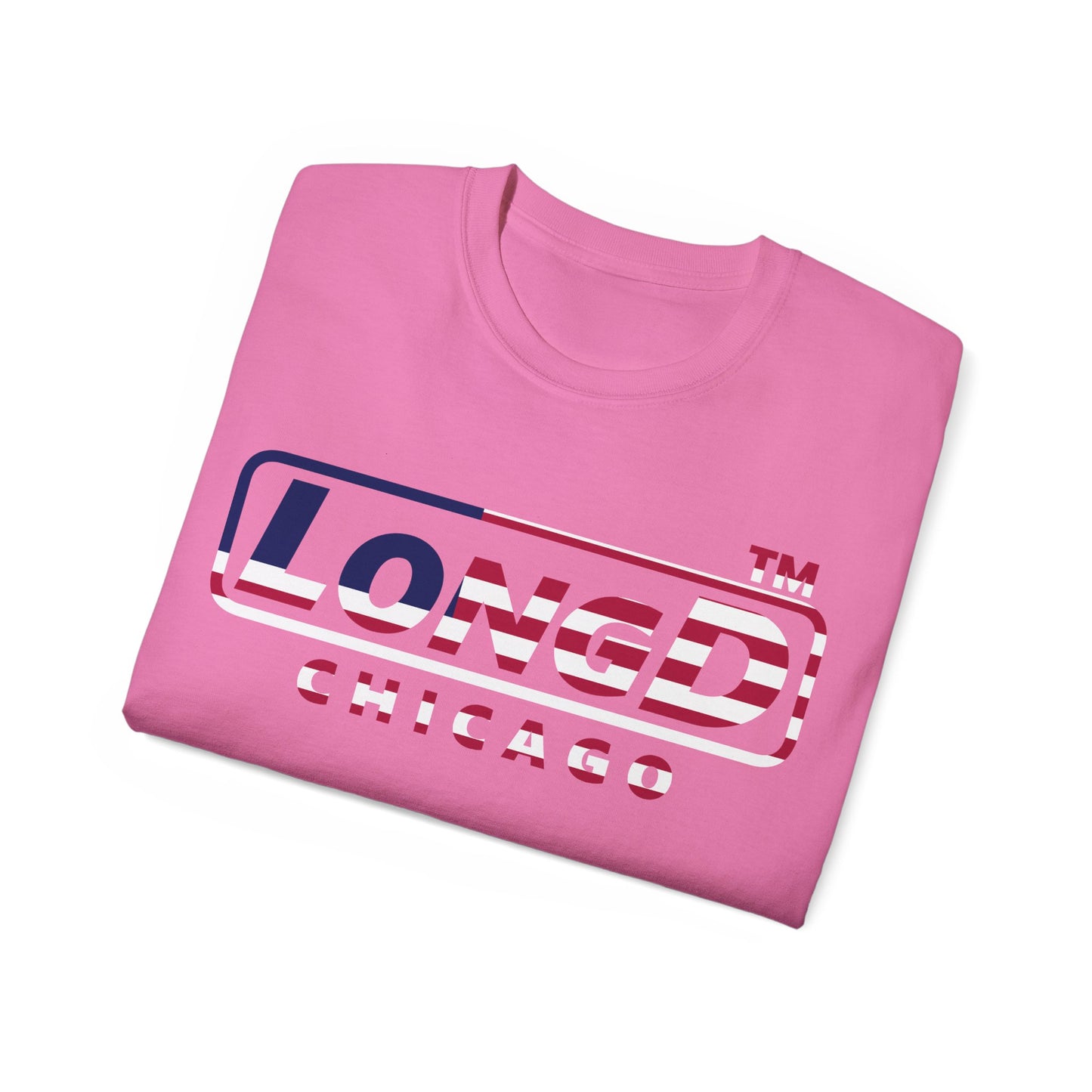 LongD positive flag Chicago logo cotton tee (patriotic colors)