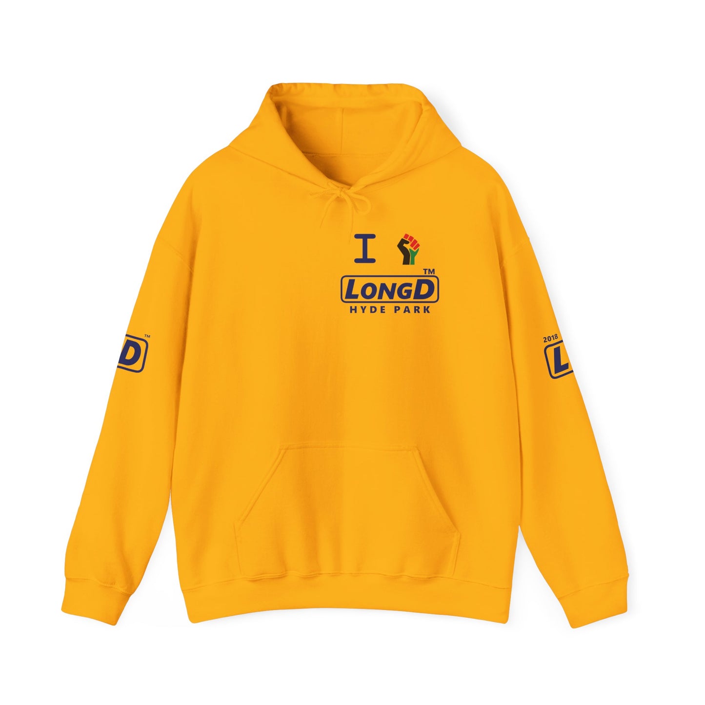 I fist LongD® basic official 4-print single-breasted Hyde Park logo Hoodie (Juneteenth colors)
