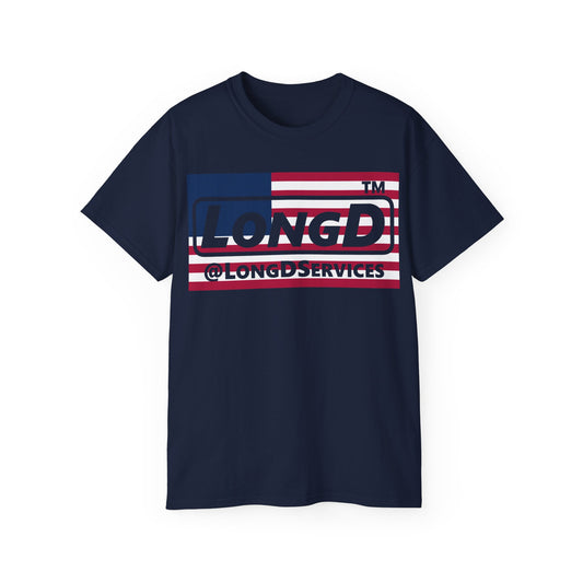 LongD negative flag tag logo cotton tee (patriotic colors)