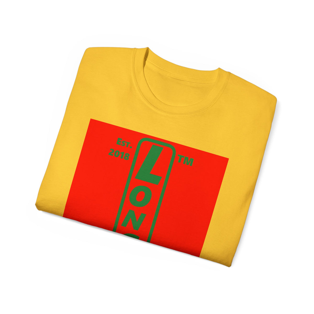 LongD Hyde Park upright logo positive green on negative red (Xmas colors) cotton tee