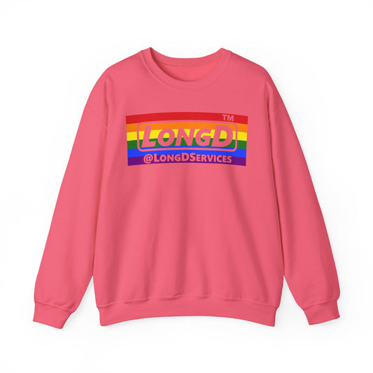 LongD negative vertical striped tag logo crewneck sweatshirt (Pride colors)