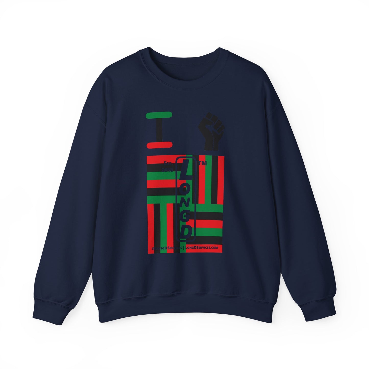 I Fist LongD negative windmill tag-domain upright front-back logo crewneck sweatshirt