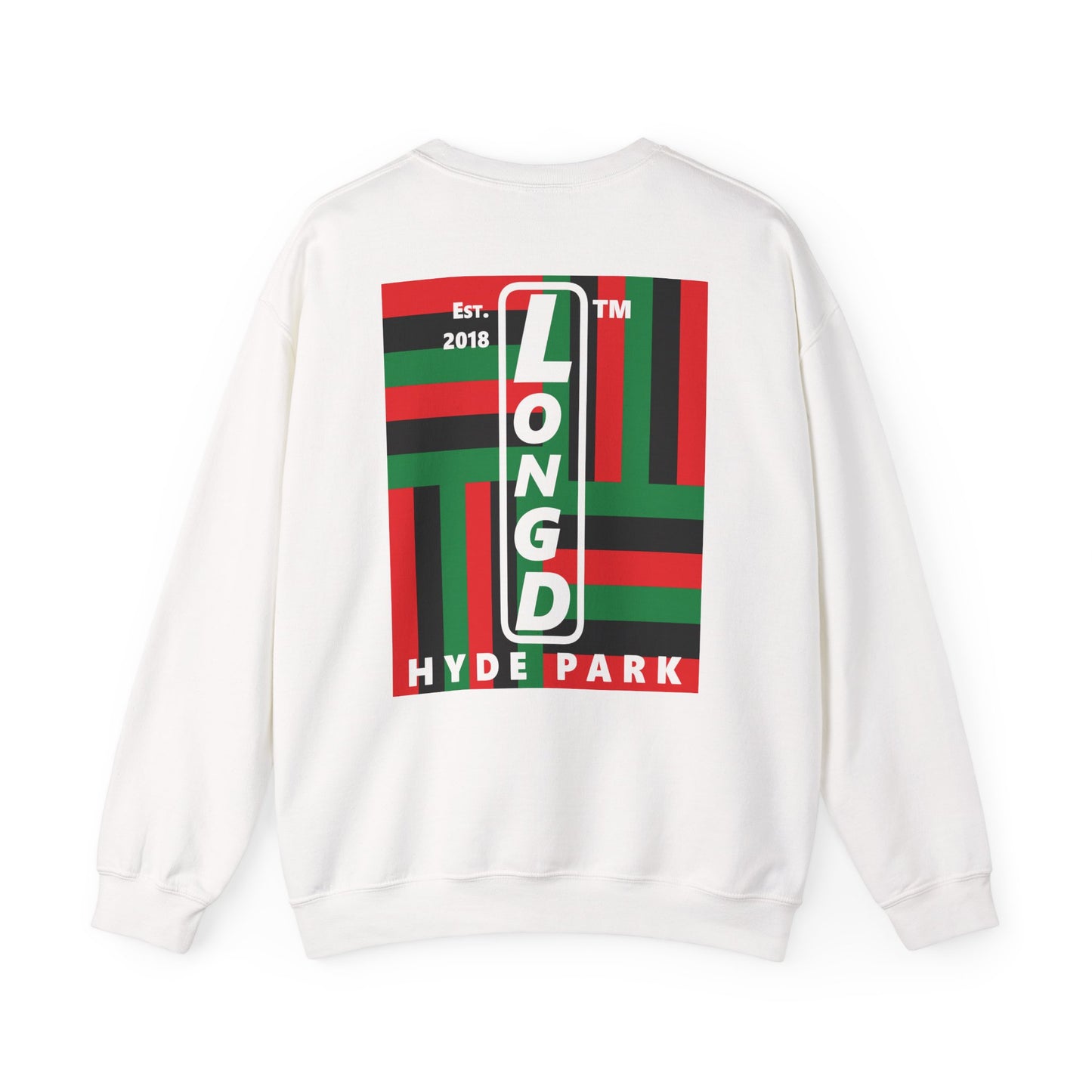 I Fist LongD negative windmill Hyde Park upright front-back logo crewneck sweatshirt
