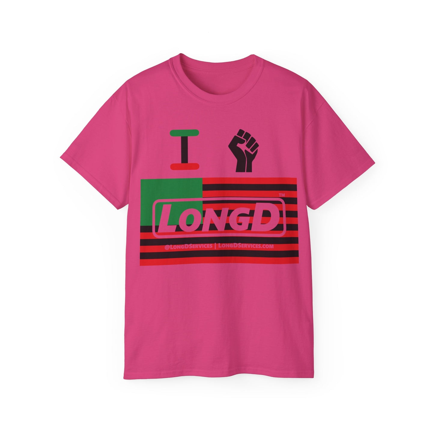 I Fist LongD® Logo Cotton Tee Juneteenth black fist negative flag