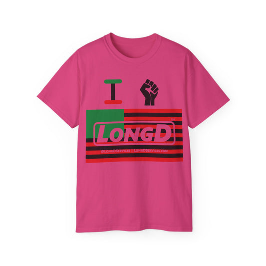I Fist LongD® Logo Cotton Tee Juneteenth black fist negative flag
