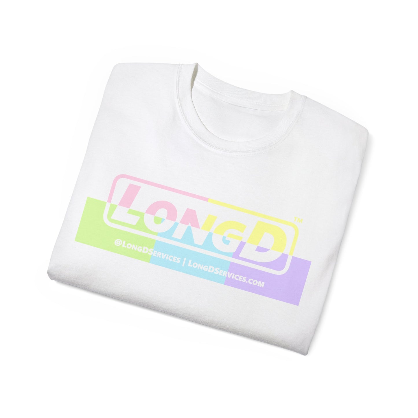 LongD® Logo Cotton Tee (Easter pastel variety in positive top text and negative bottom text)