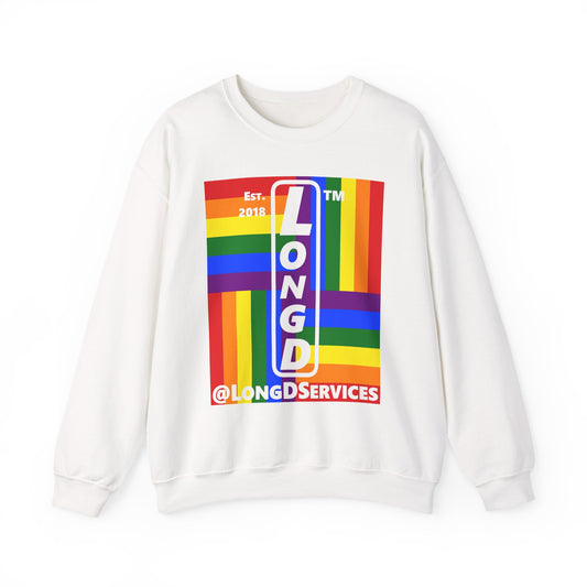 LongD negative windmill tag upright logo crewneck sweatshirt (Pride colors)
