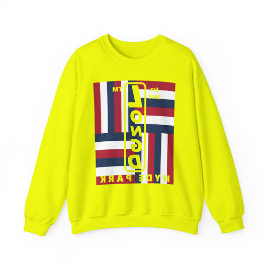 LongD negative rotated windmill Hyde Park front-back upright logo crewneck sweatshirt (patriotic colors)