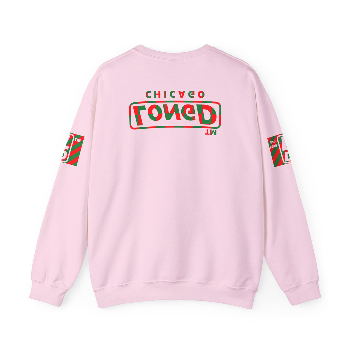 LongD Chicago positive checkered 4-print logo (Xmas colors) crewneck sweatshirt