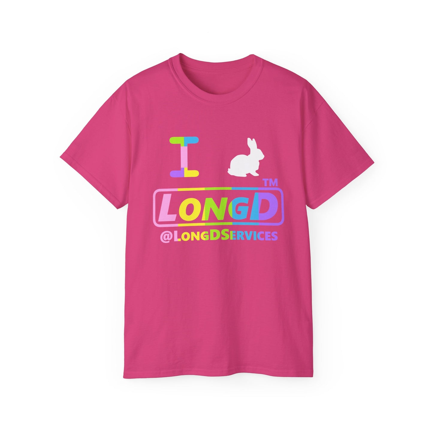I Bunny LongD® positive vertical striped Tag Logo Cotton Tee