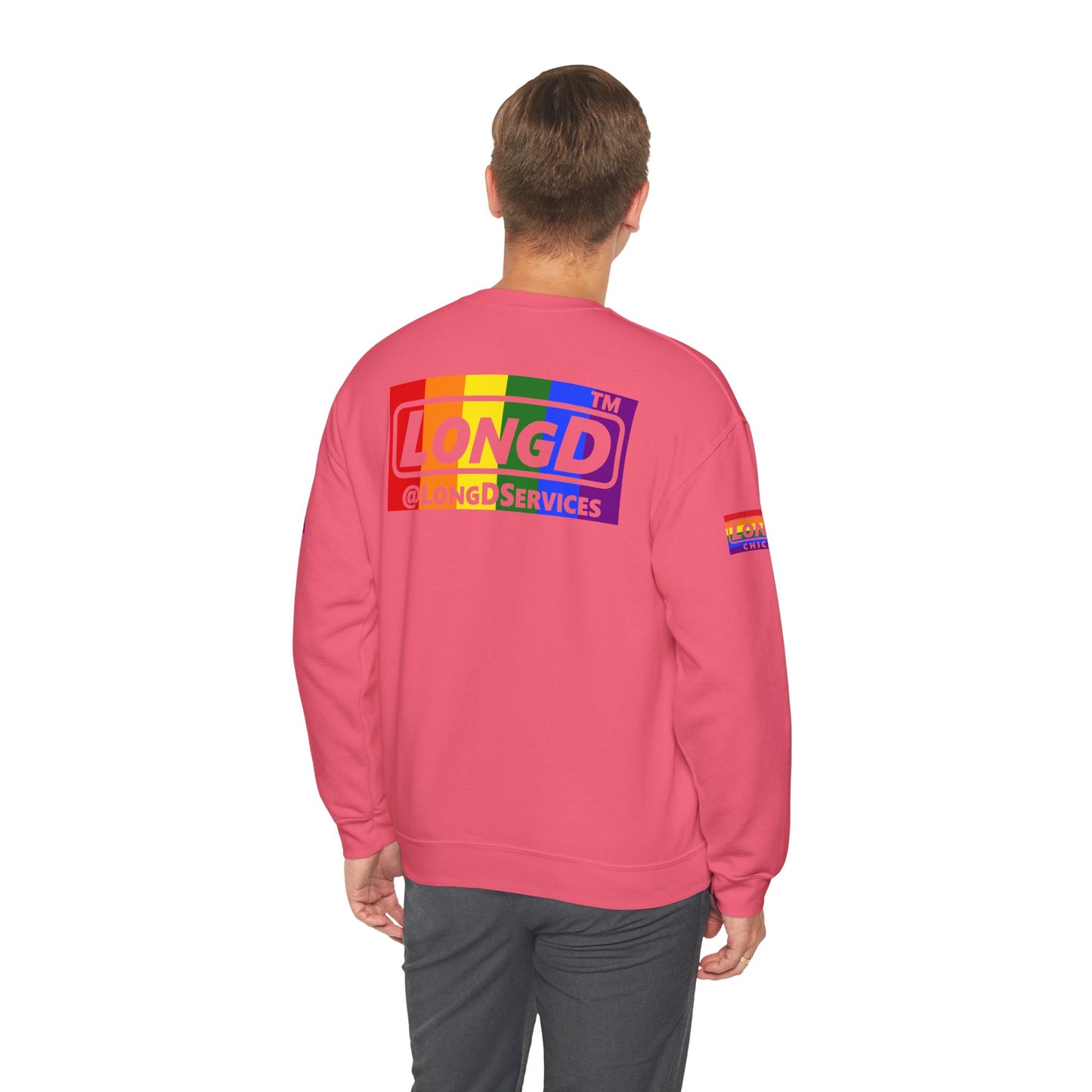 LongD official basic 4-print Hyde Park logo crewneck sweatshirt with Pride heart