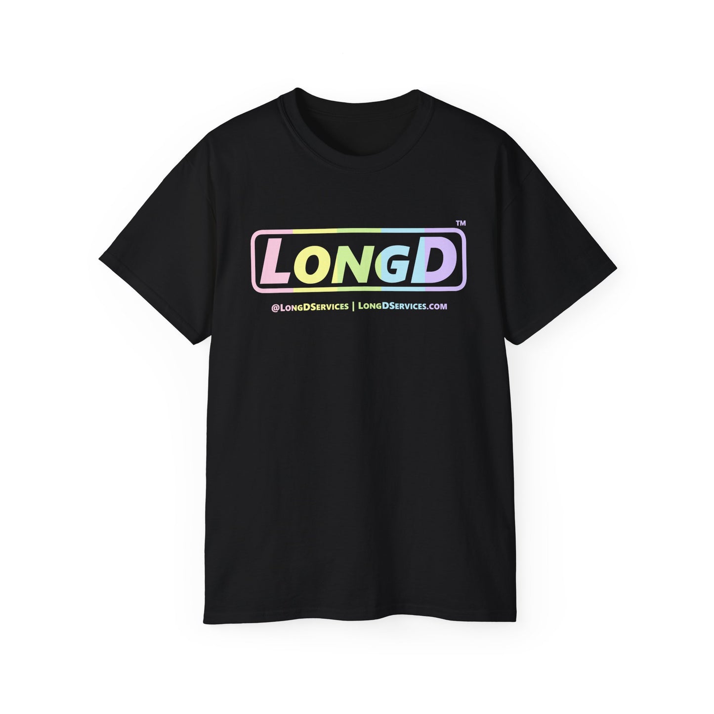 LongD® Logo Cotton Tee (Easter pastel spectrum in positive text)