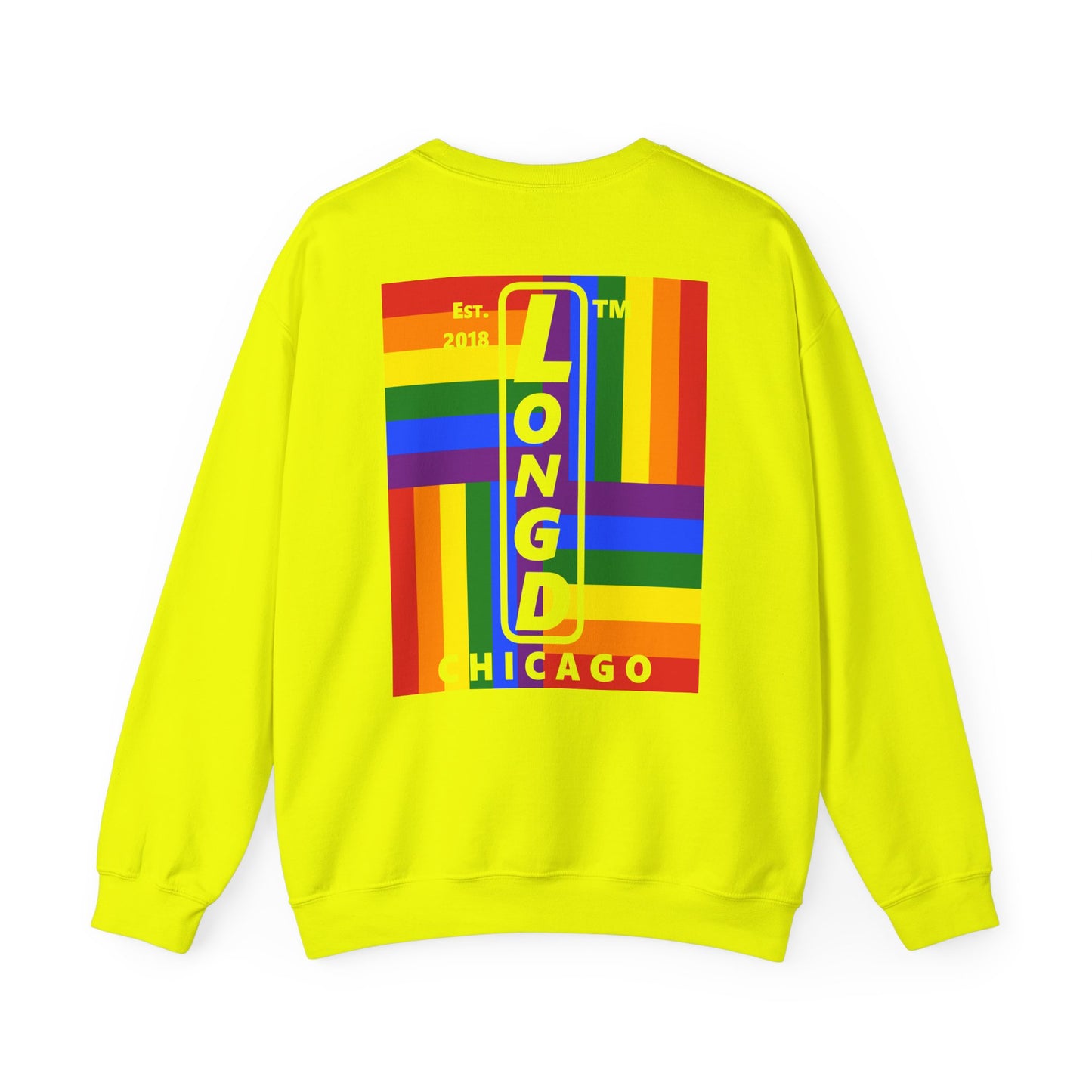 I Luv LongD negative windmill Chicago upright front-back logo crewneck sweatshirt