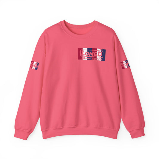 LongD negative vertical 6-striped 4-print single-breasted tag logo crewneck sweatshirt (patriotic colors)