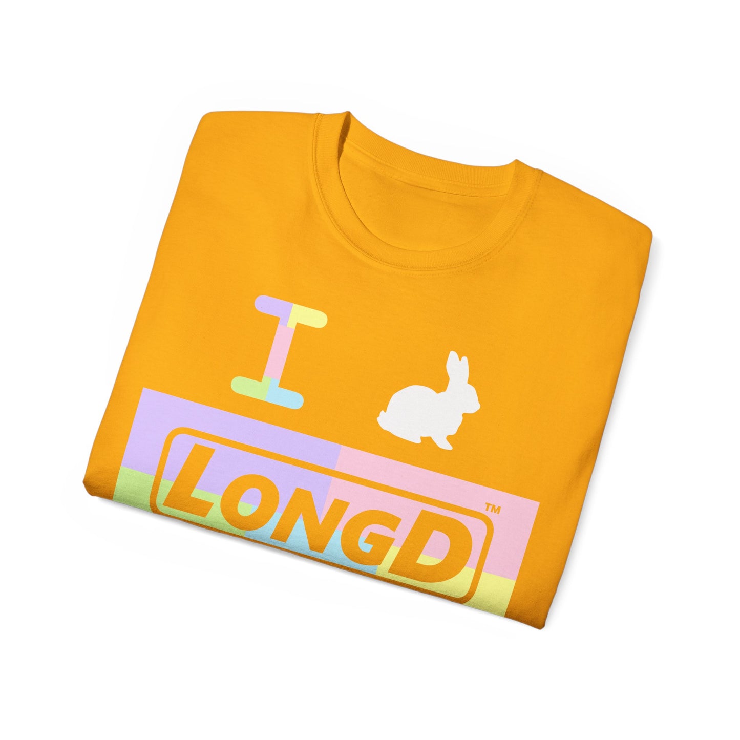 I Bunny LongD® Logo Cotton Tee Easter pastel variety negative text (white Easter Bunny)