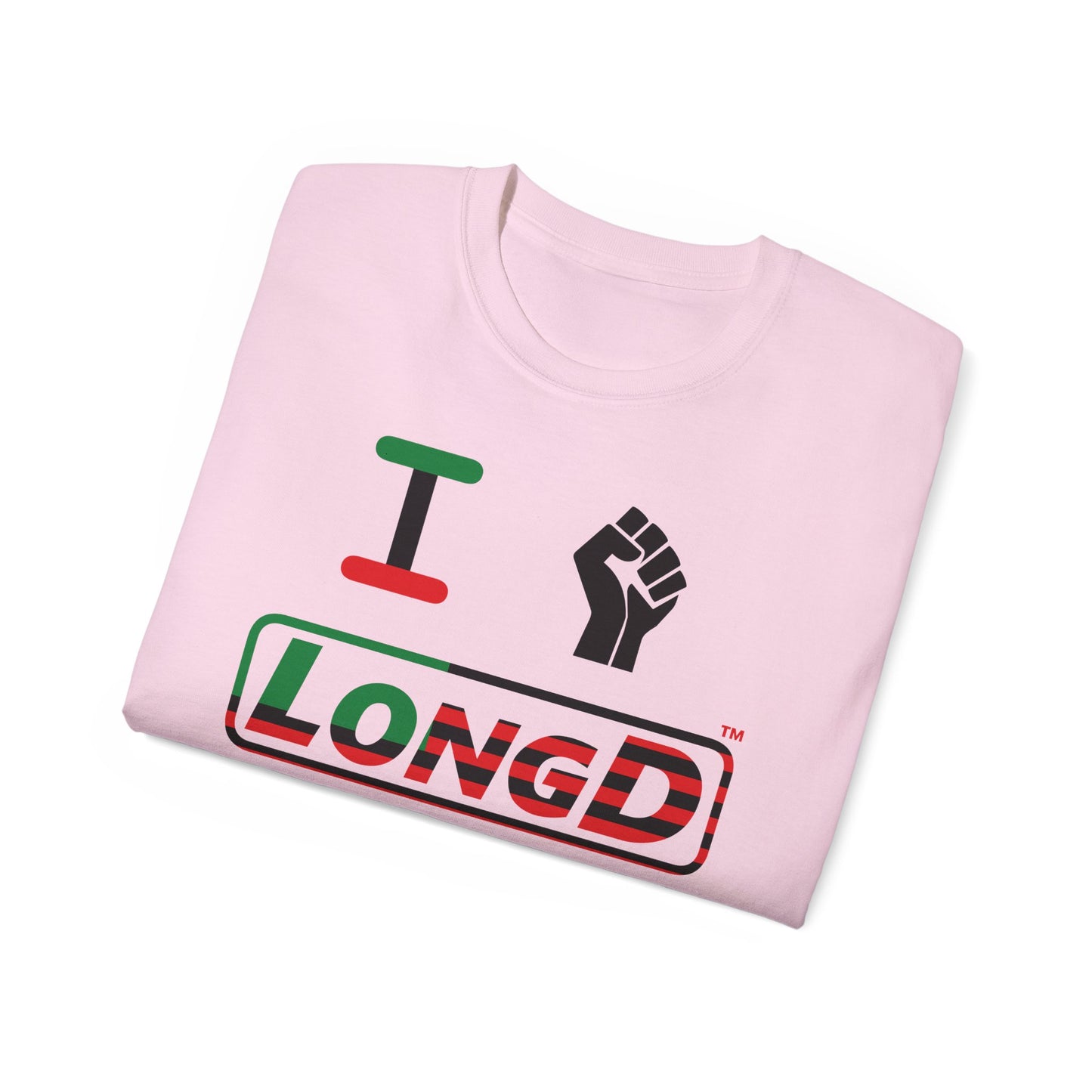 I Fist LongD® Logo Cotton Tee Juneteenth black fist positive flag