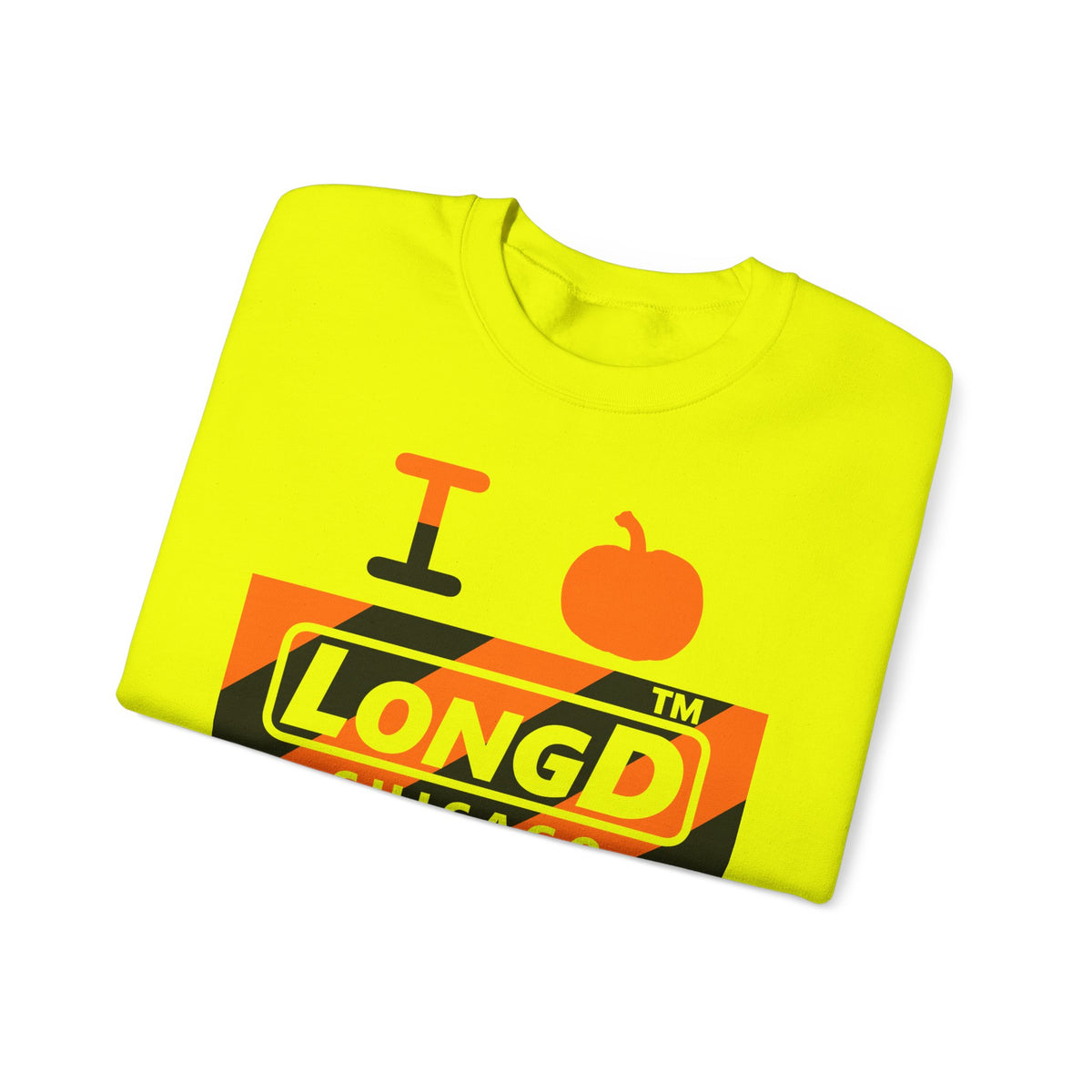 I pumpkin LongD Chicago negative diagonal 6-striped logo crewneck sweatshirt