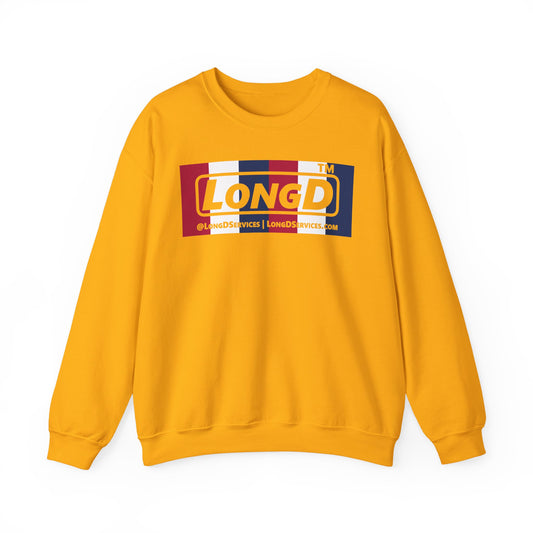 LongD negative vertical 6-striped tag-domain logo crewneck sweatshirt (patriotic colors)