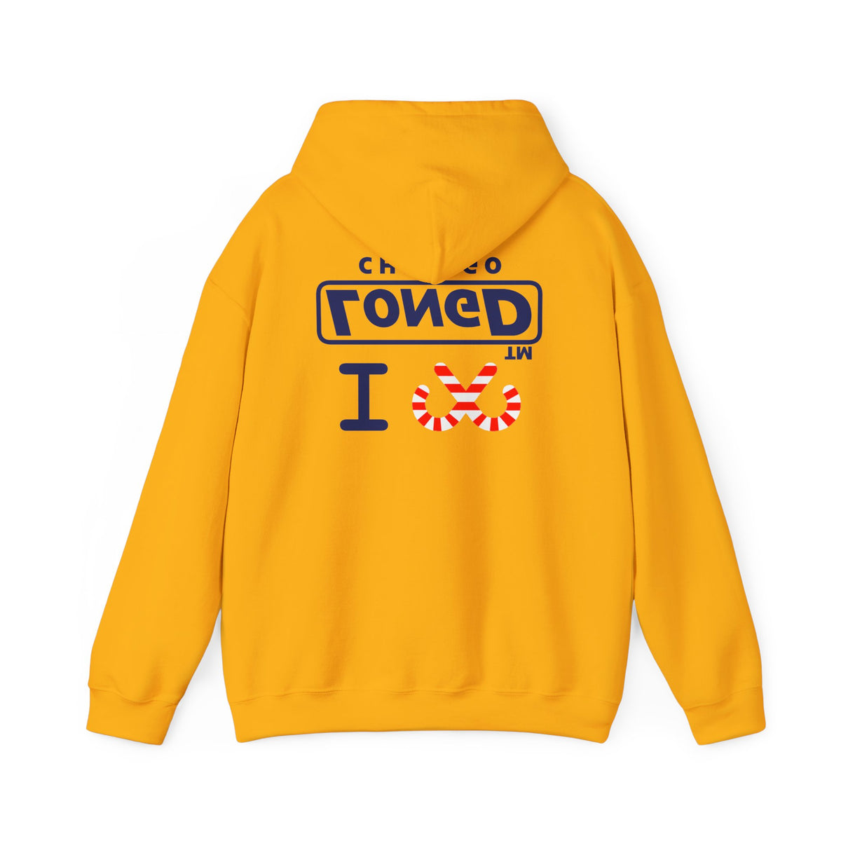 I candy cane LongD Chicago positive official basic navy front-back logo hoodie