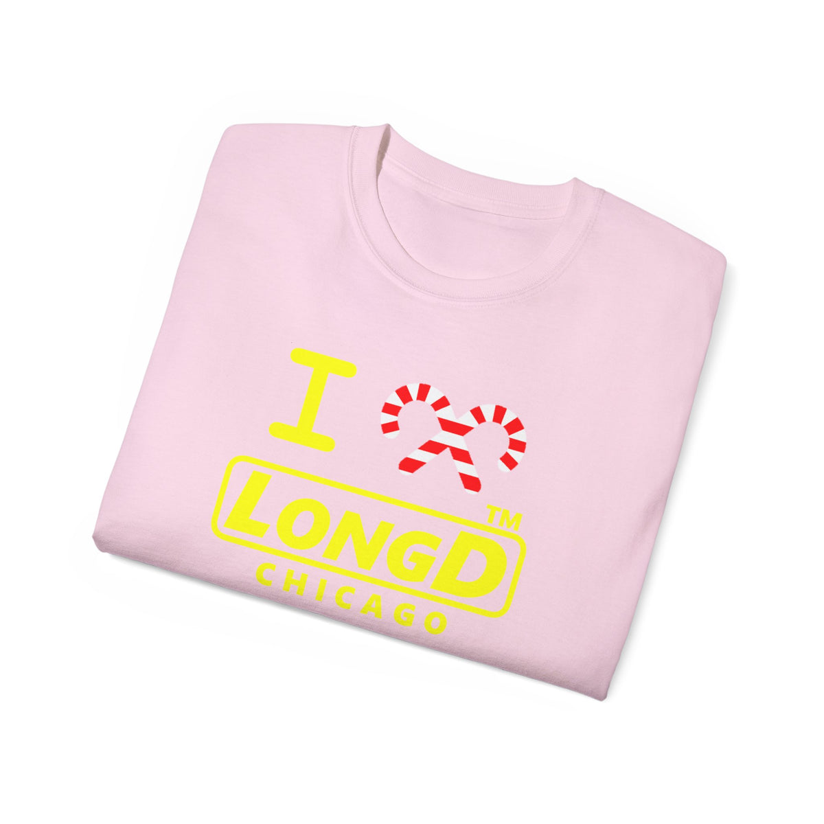 I candy cane LongD Chicago positive alternate basic yellow logo cotton tee