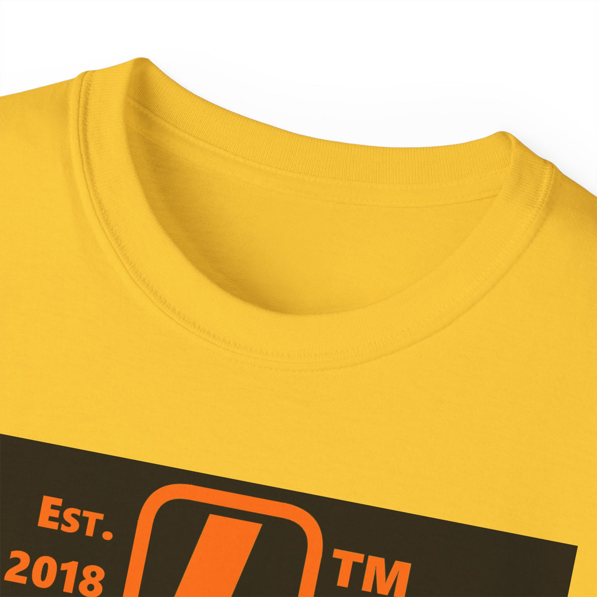 LongD Hyde Park upright front-back logo orange (FE7518) on Black (000000) cotton tee
