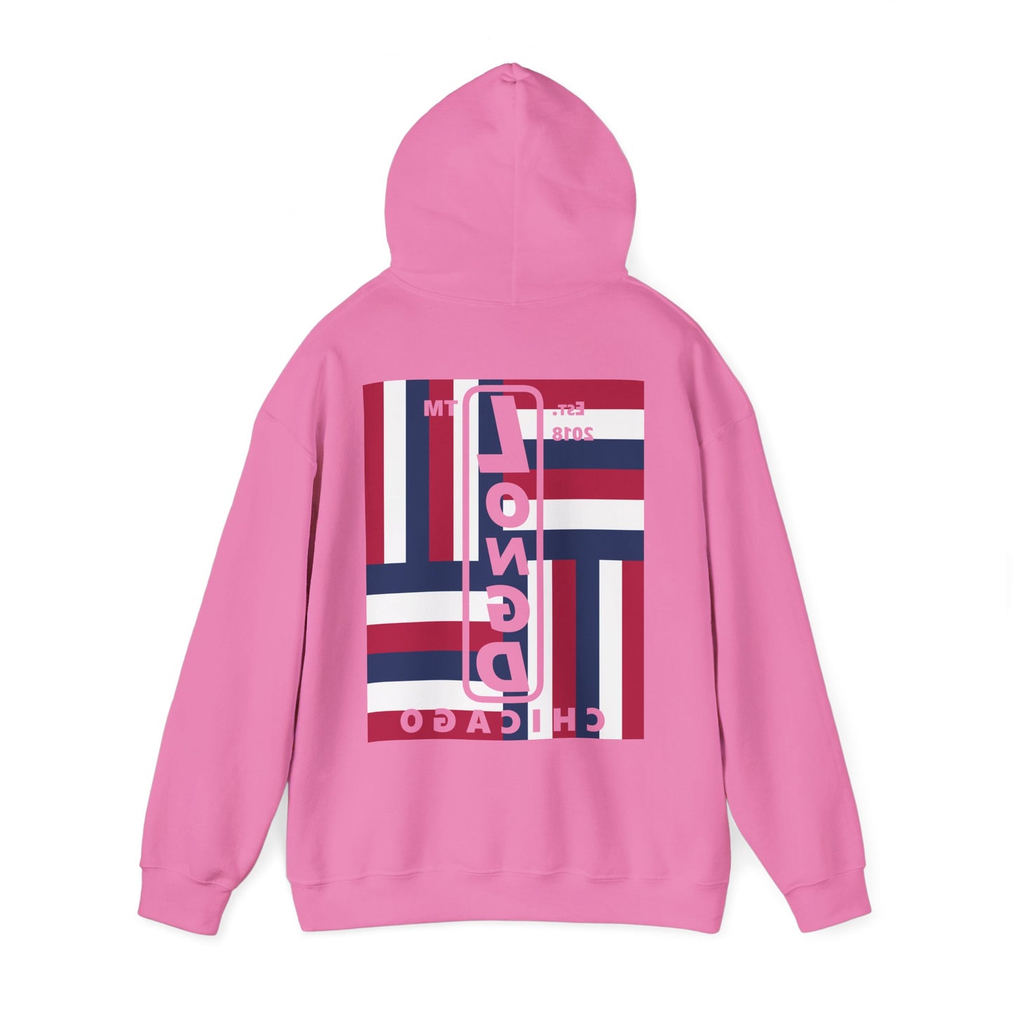 LongD single-breasted negative windmill front-back Chicago upright logo hoodie (Patriotic colors)