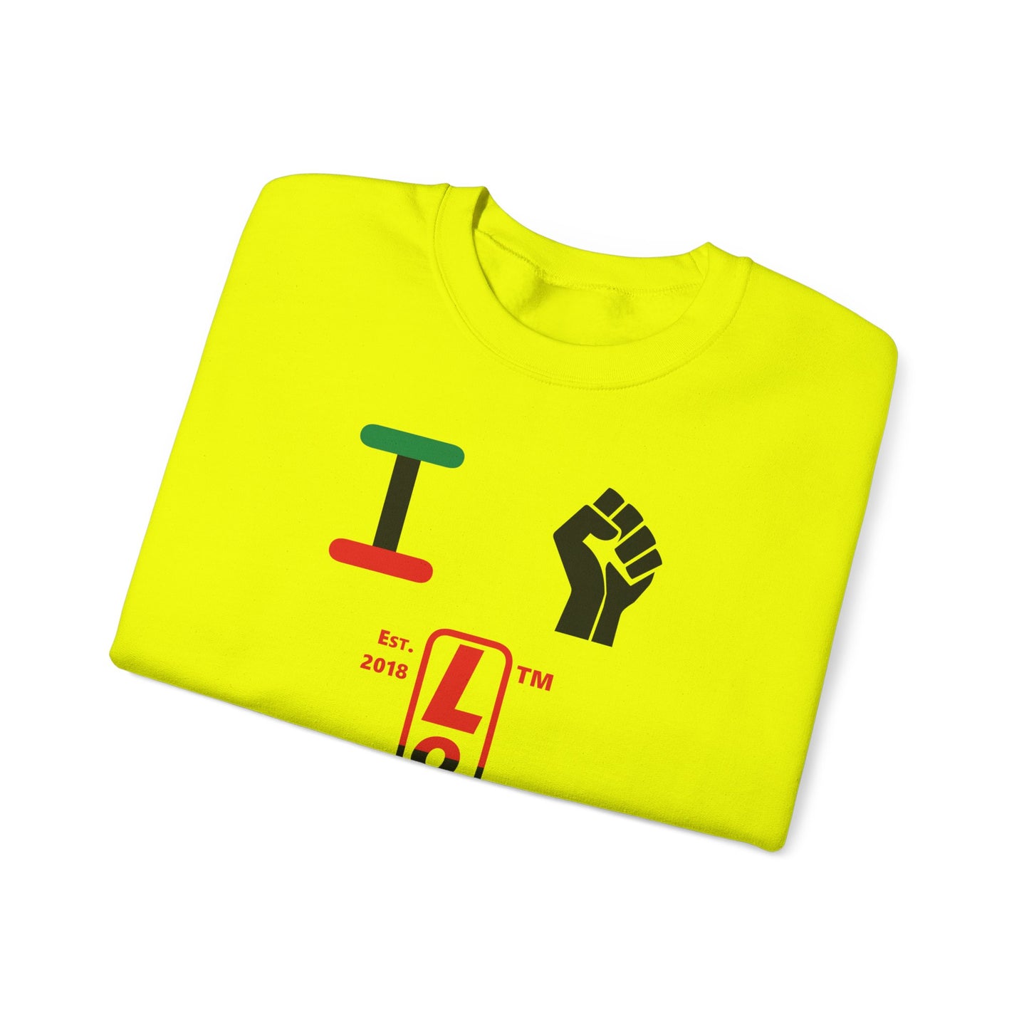 I Fist LongD positive horizontal 3-striped tag upright logo crewneck sweatshirt