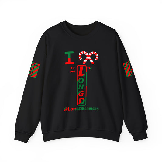 I candy cane LongD Tag positive upright pixel-weighted 4-striped 4-print logo crewneck sweatshirt