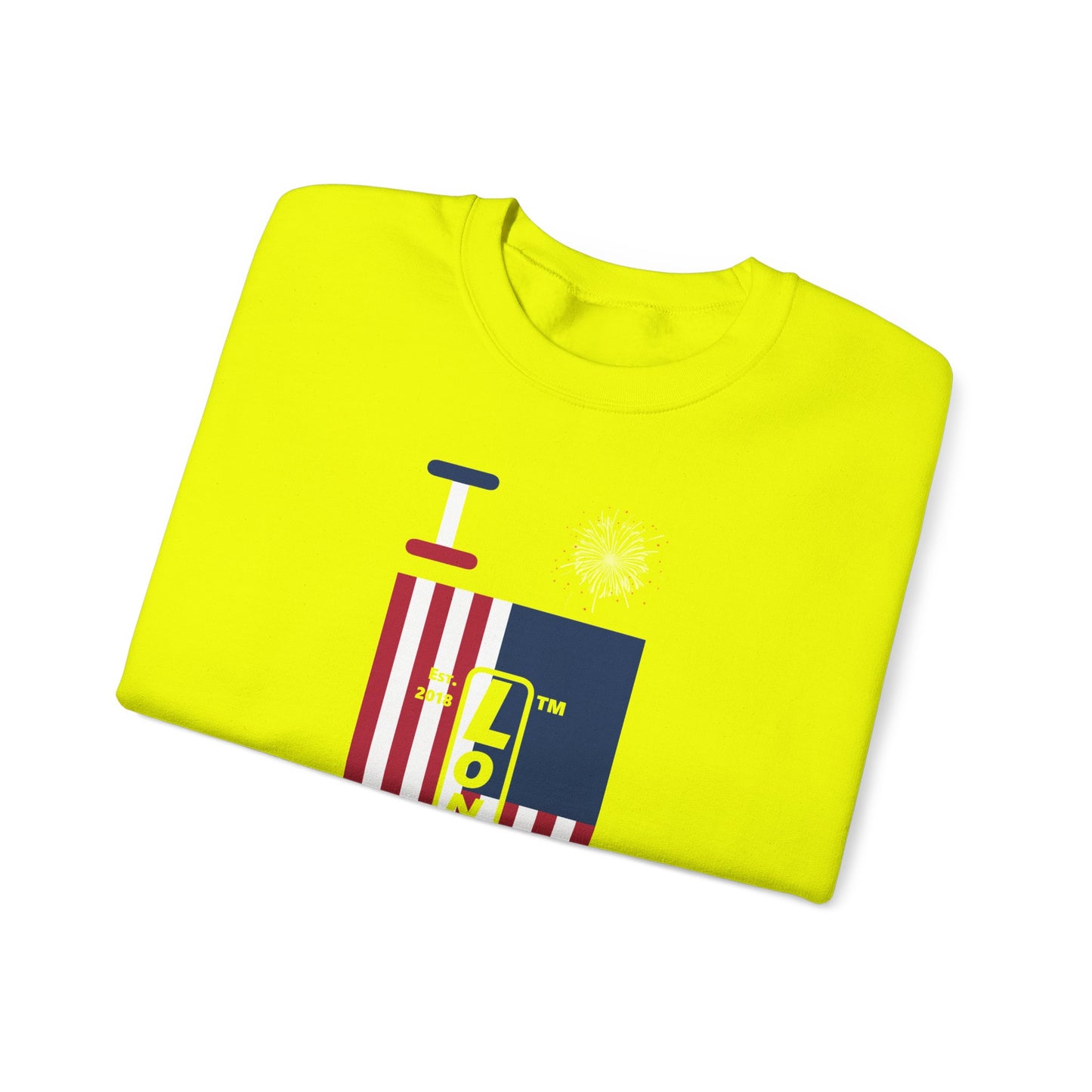 I Burst LongD negative flag Hyde Park upright logo crewneck sweatshirt