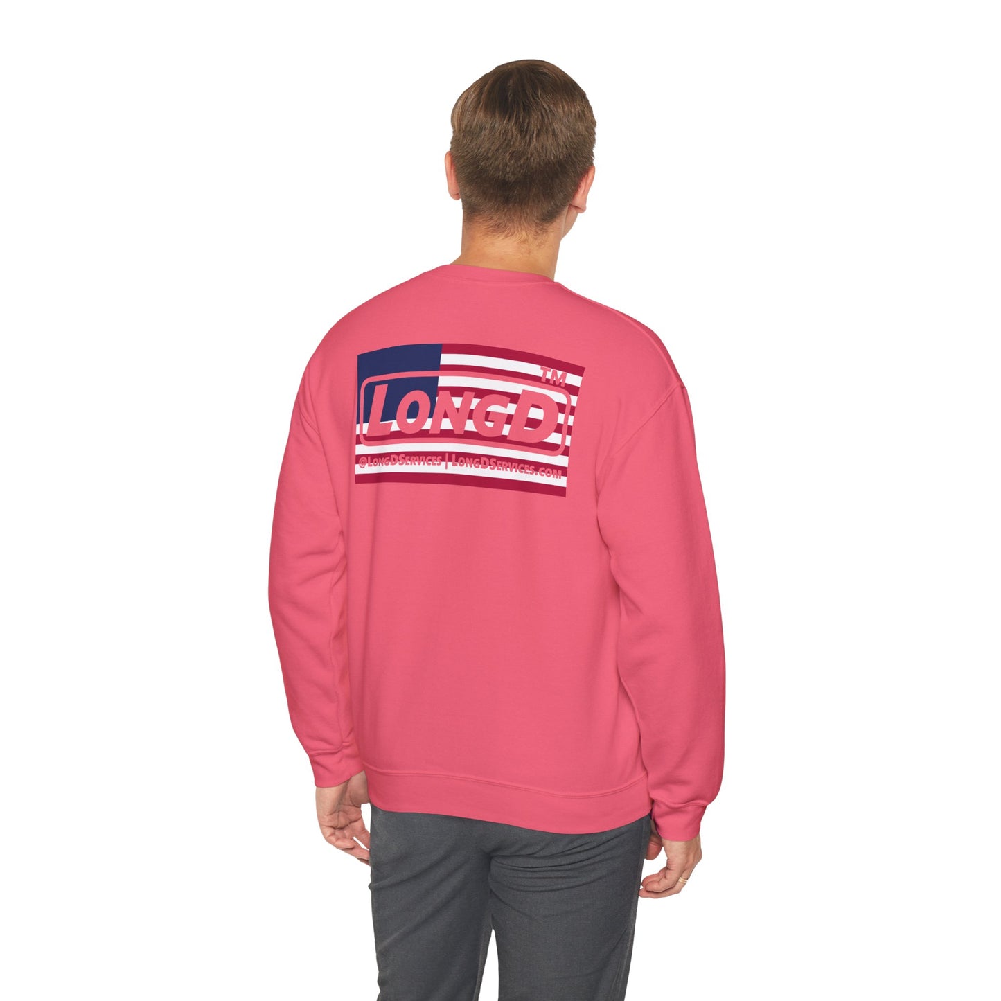 I firecracker LongD negative flag front-back tag logo crewneck sweatshirt