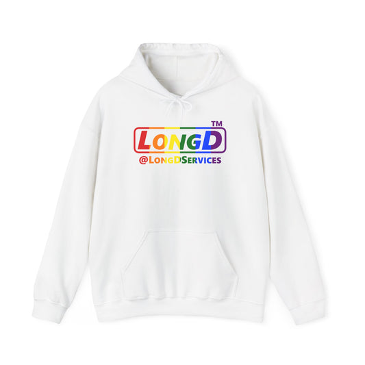 LongD® positive vertical striped tag logo hoodie (Pride colors)