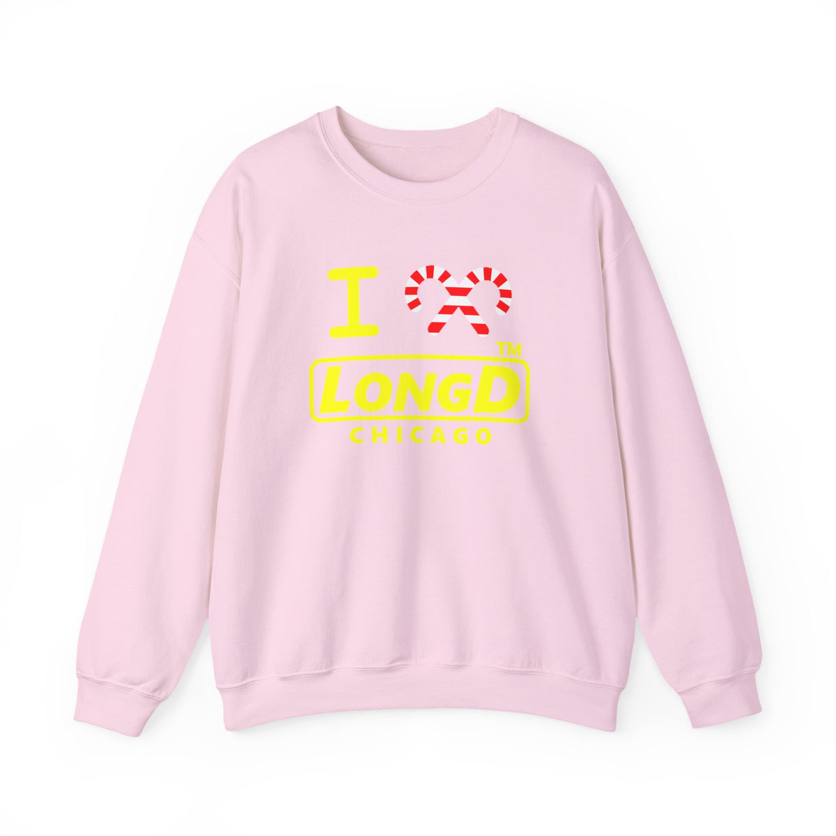 I candy cane LongD Chicago positive alternate basic yellow logo crewneck sweatshirt