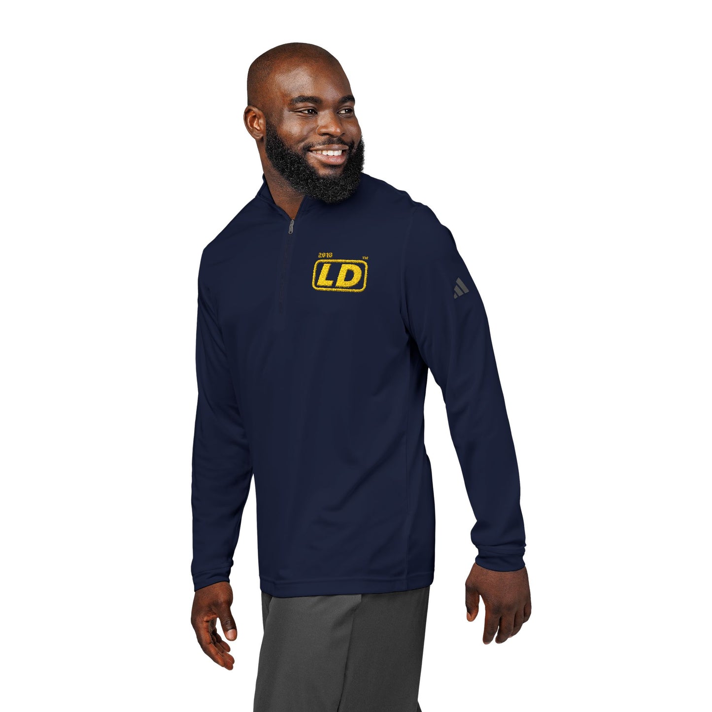 Embroidered adidas® Quarter-Zip pullover official reverse basic logo initials