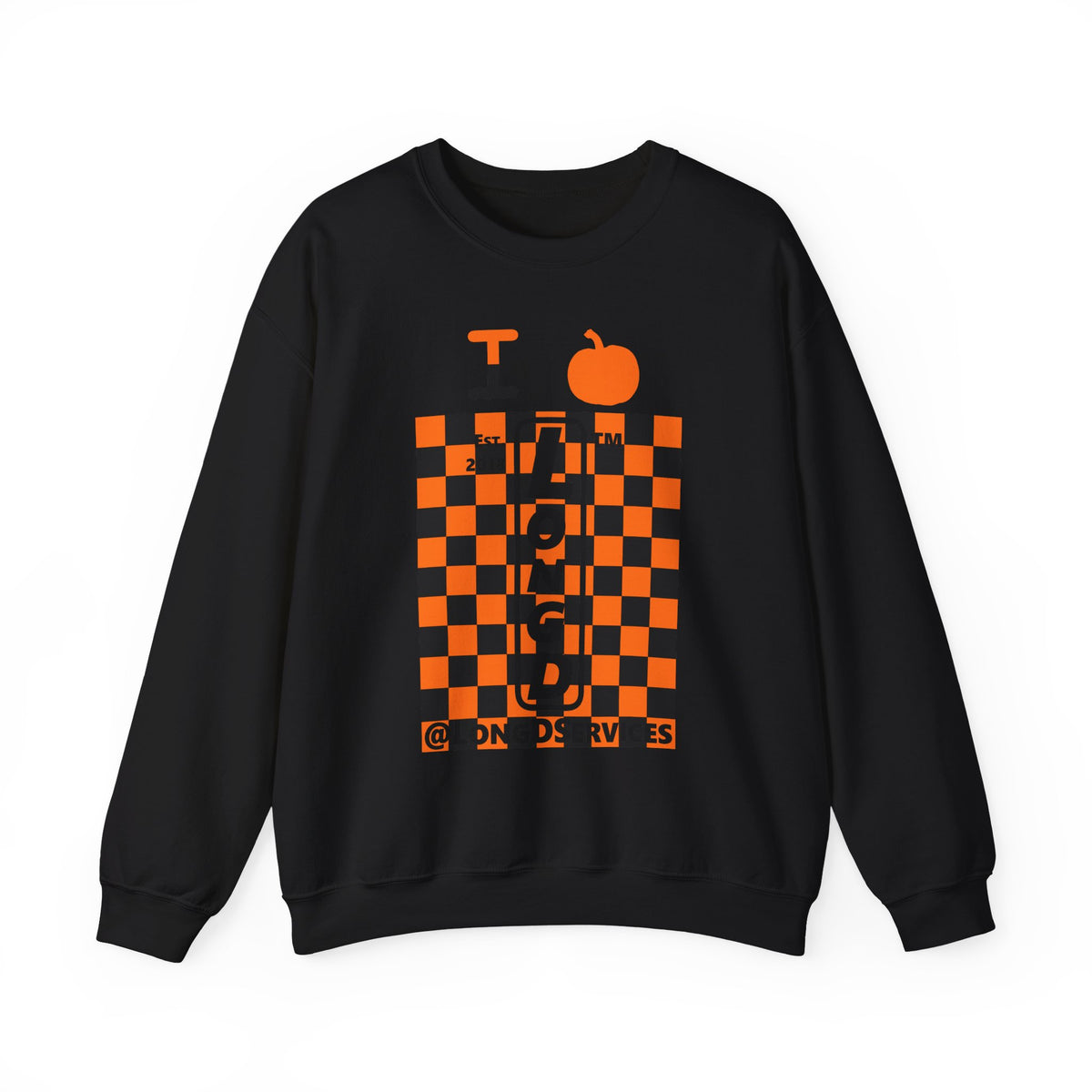 I pumpkin LongD Tag negative upright checkered logo crewneck sweatshirt