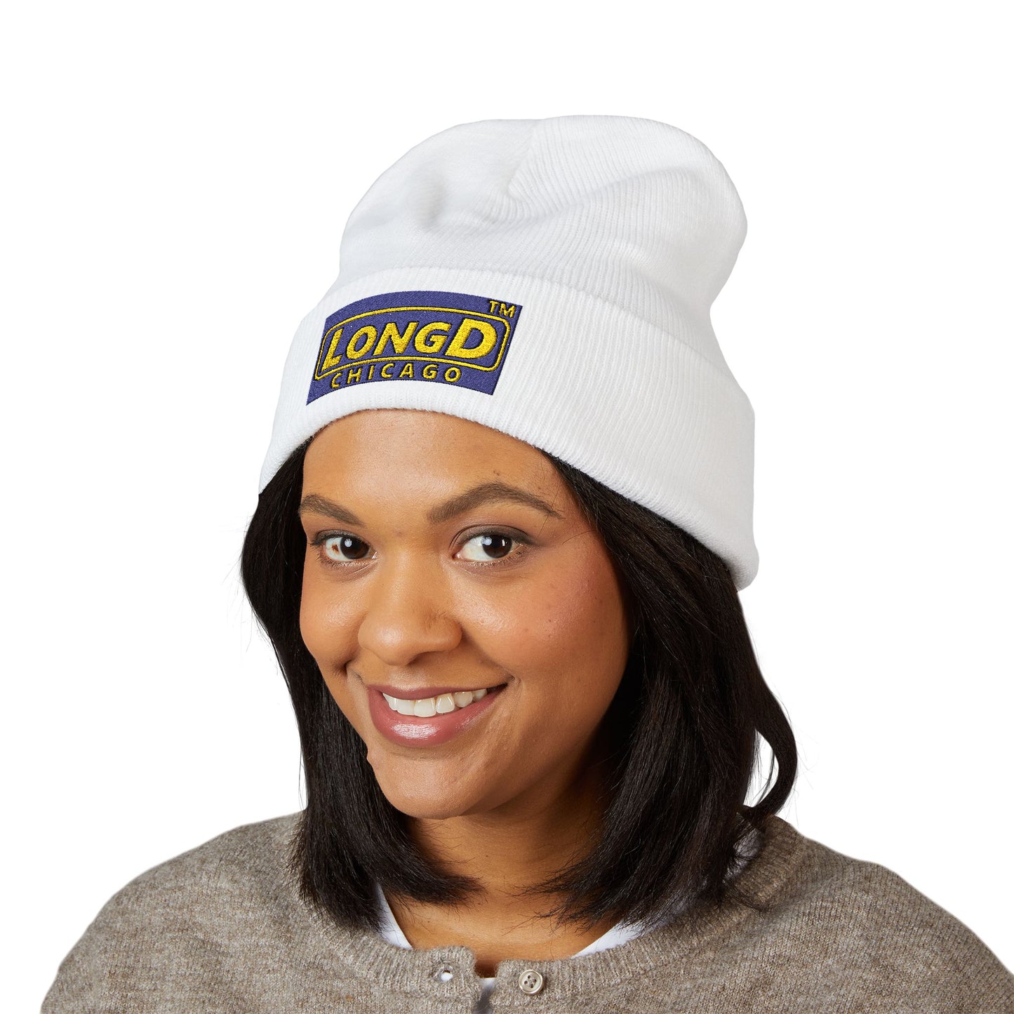 Embroidered Classic Cuffed Beanie Reverse Chicago Logo
