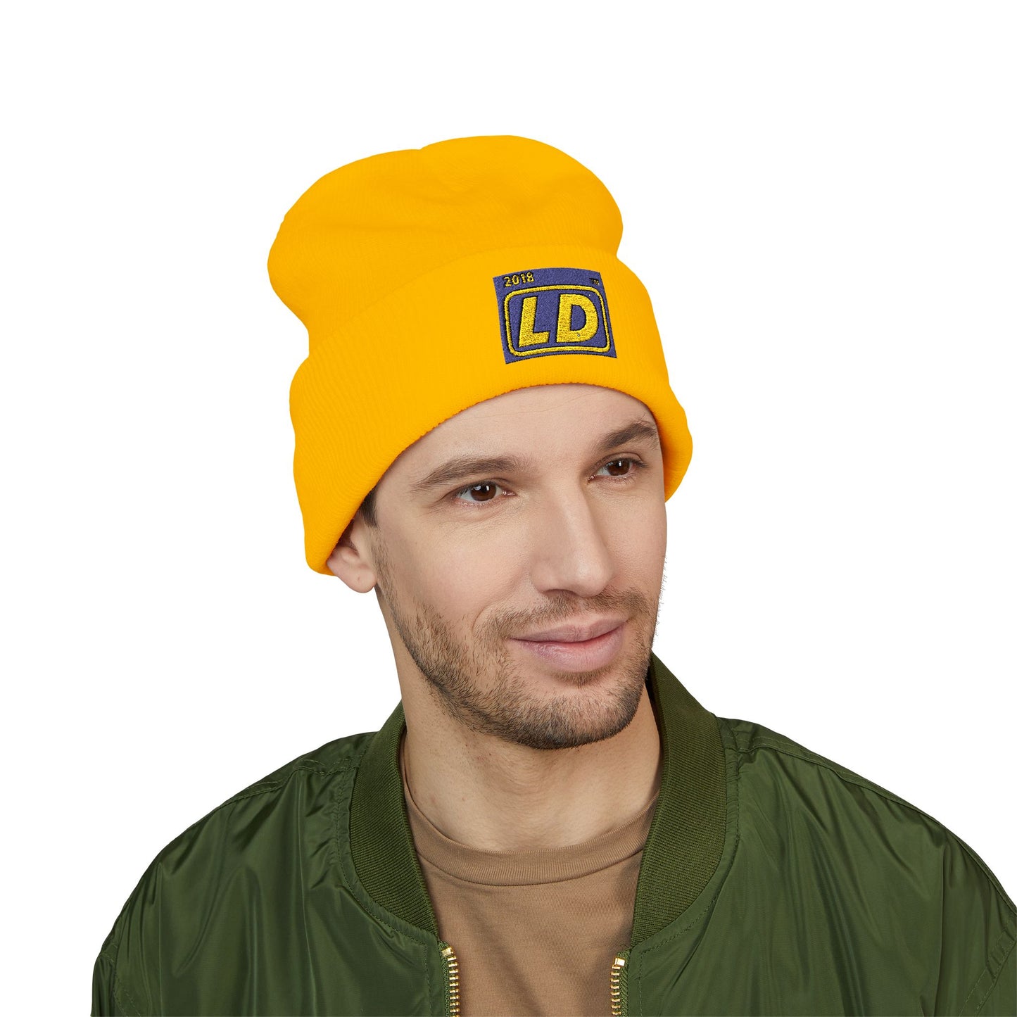 Embroidered Classic Cuffed Beanie reverse official logo initials
