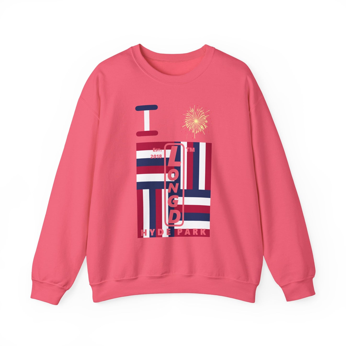 I Burst LongD negative windmill Hyde Park upright logo crewneck sweatshirt