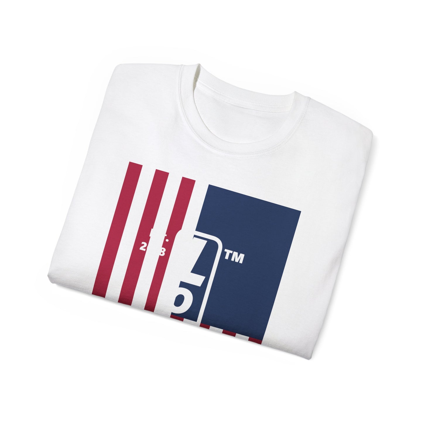 LongD cotton tee negative cropped flag Hyde Park upright logo (Patriotic colors)