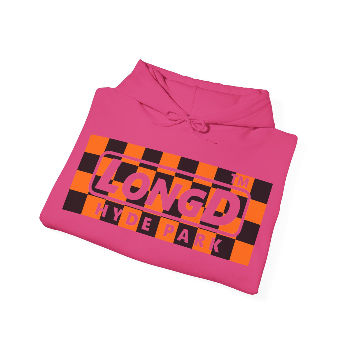 LongD Hyde Park negative checkered logo (Halloween colors) hoodie
