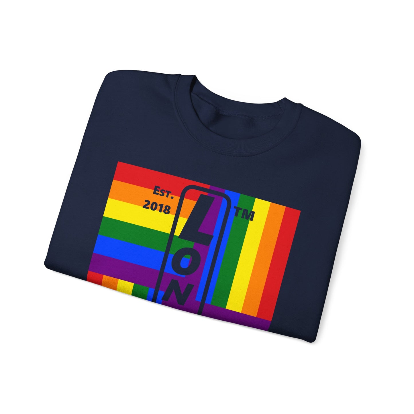 LongD negative windmill Hyde Park upright logo crewneck sweatshirt (Pride colors)