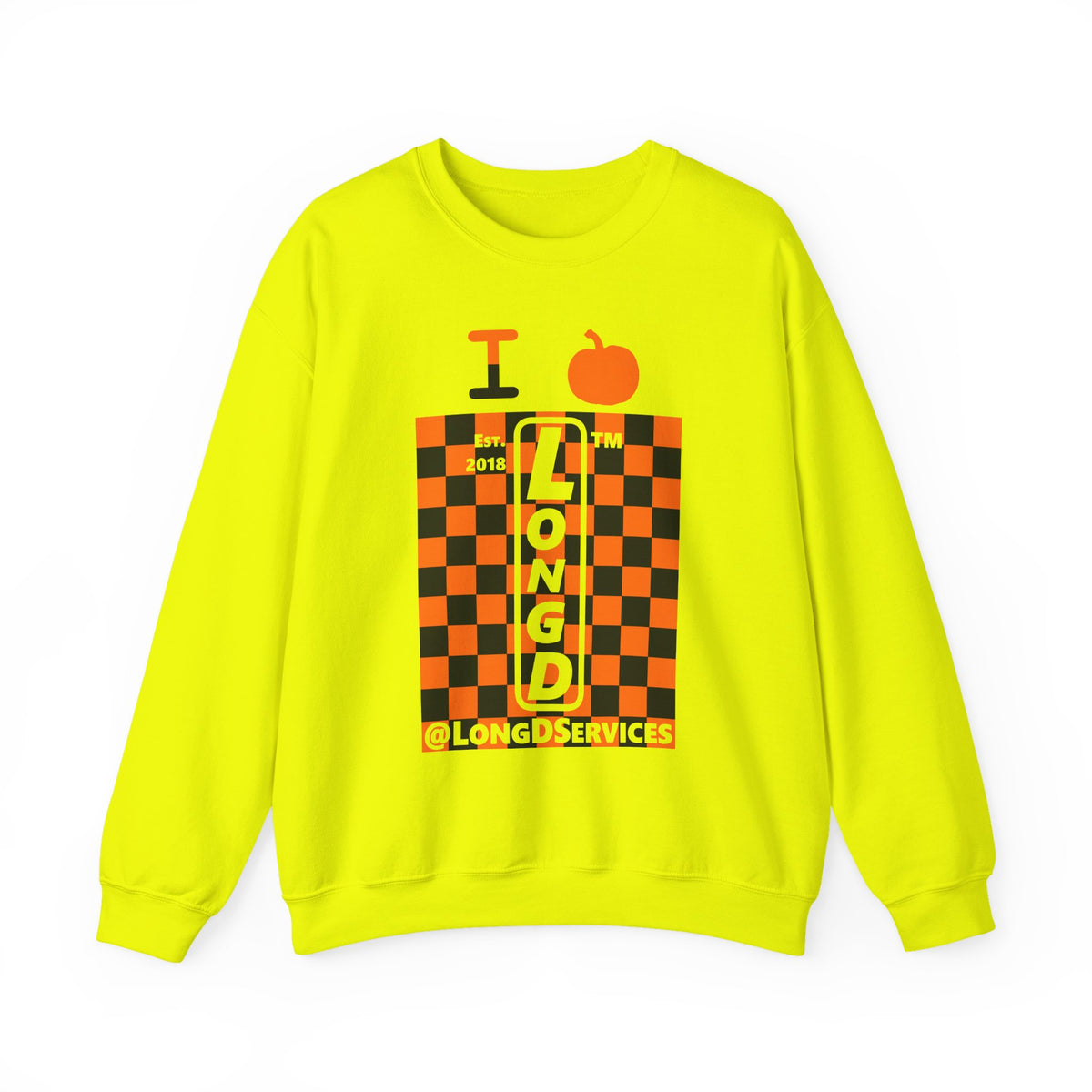 I pumpkin LongD Tag negative upright checkered logo crewneck sweatshirt