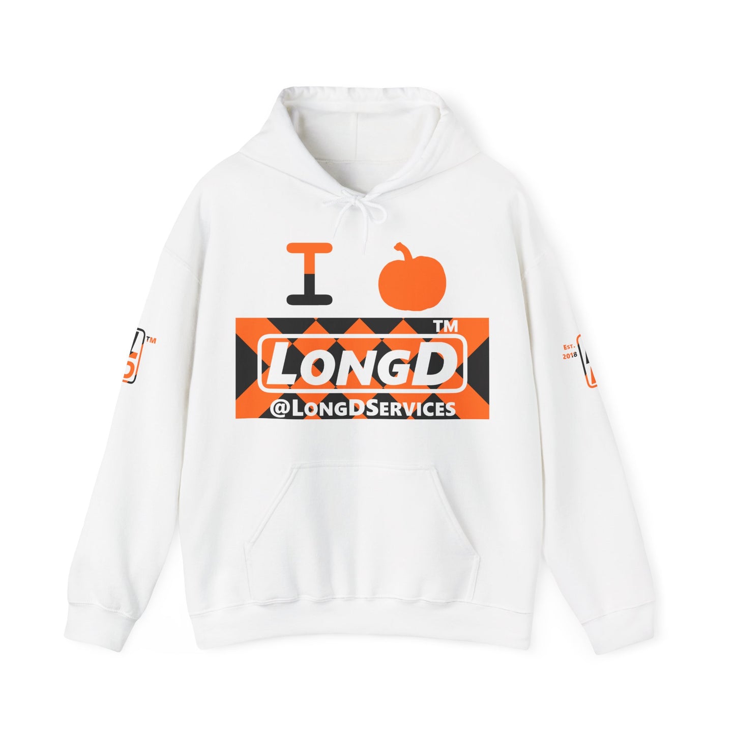 I pumpkin LongD Tag negative stylized argyle 4-print logo hoodie