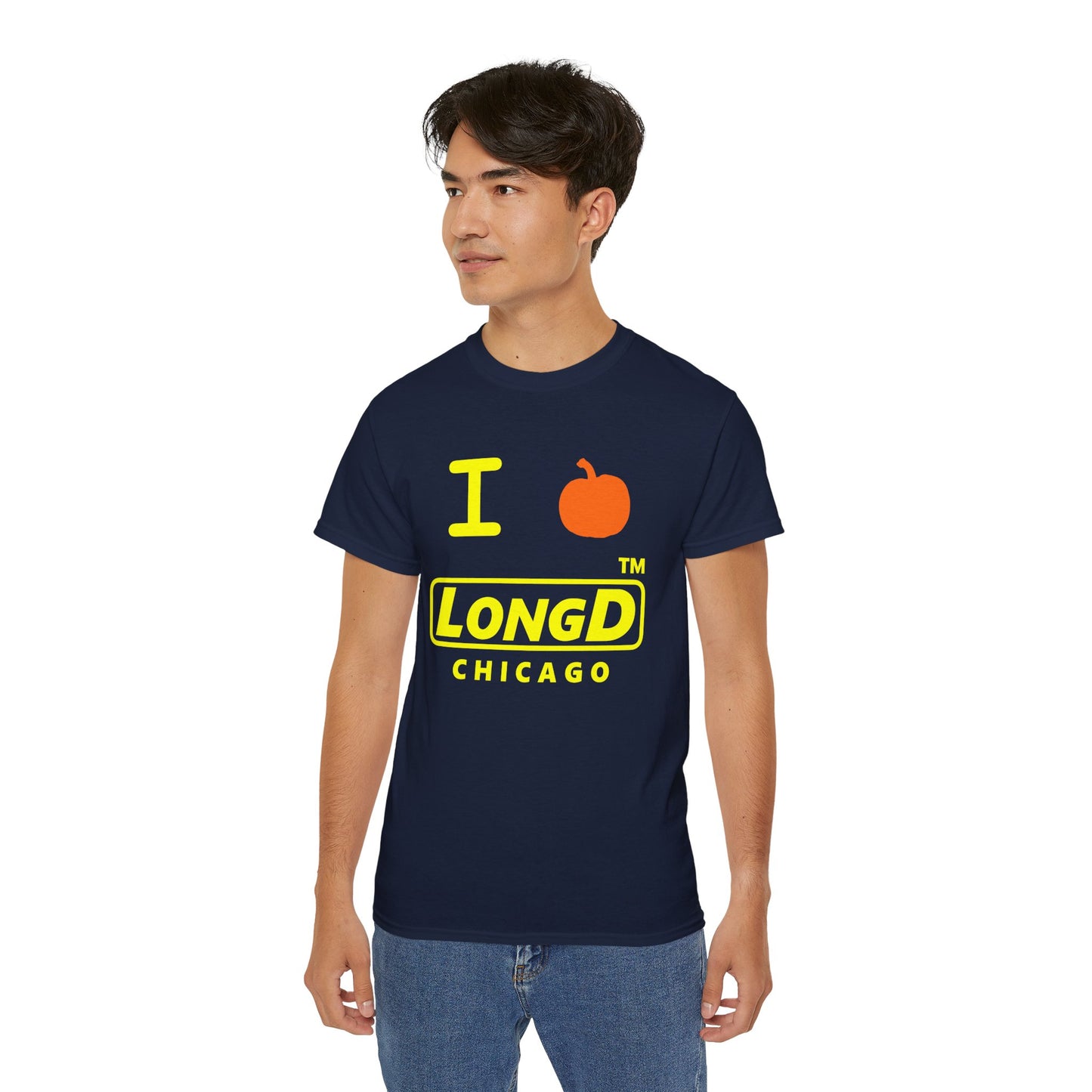 I Pumpkin LongD® Logo Cotton Tee positive yellow basic Chicago logo
