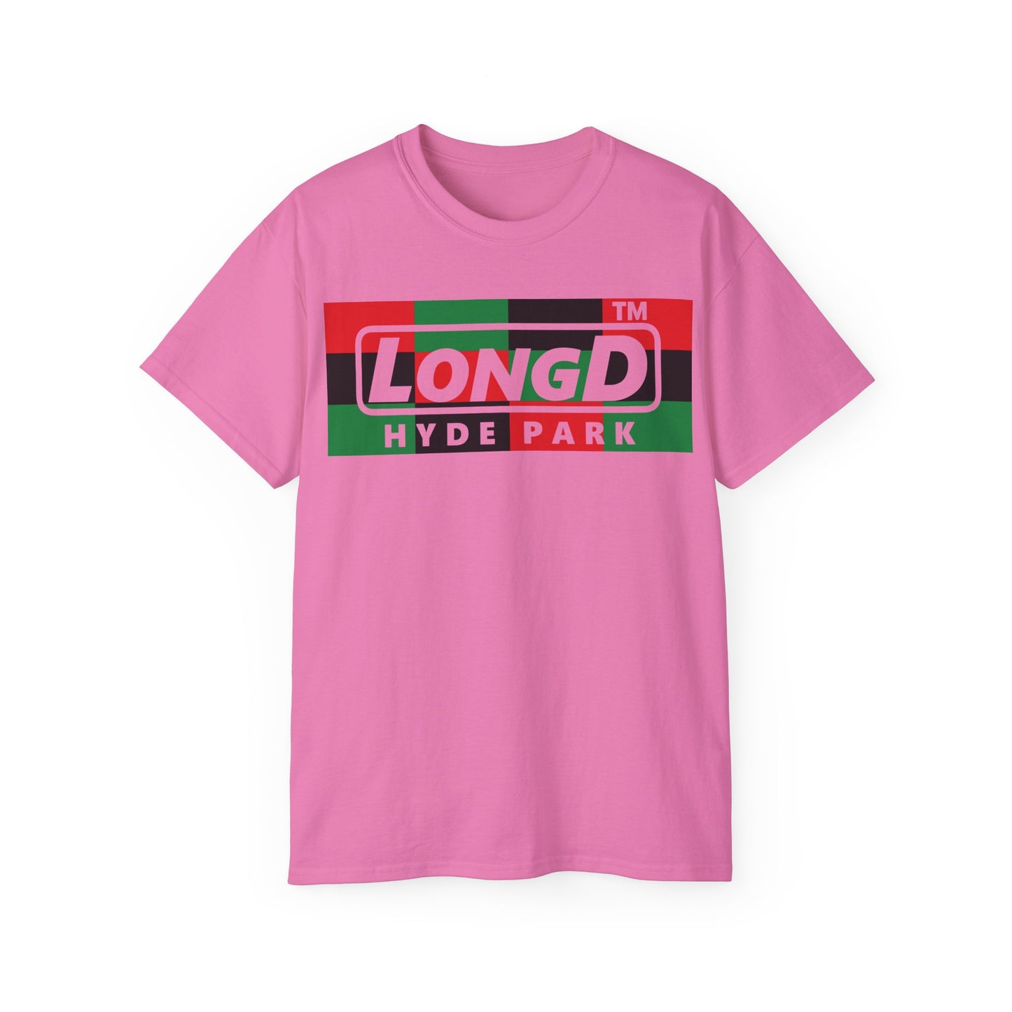 LongD negative 3x4 Hyde Park logo cotton tee (Juneteenth colors)