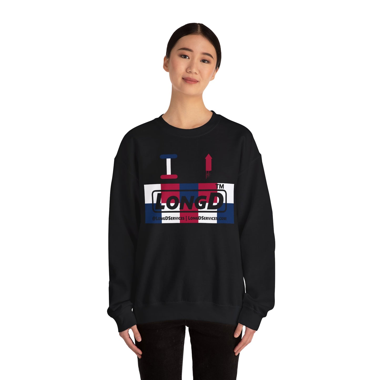 I firecracker LongD negative 2x5 tag-domain logo crewneck sweatshirt