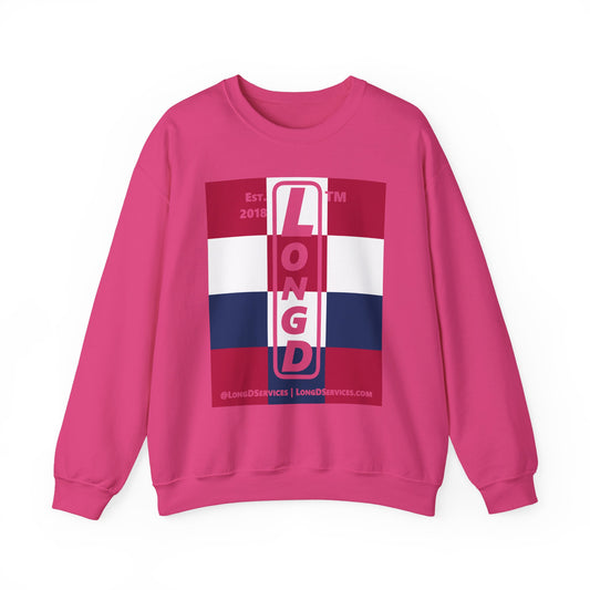 LongD negative 4x3 tag-domain upright logo crewneck sweatshirt (patriotic colors)